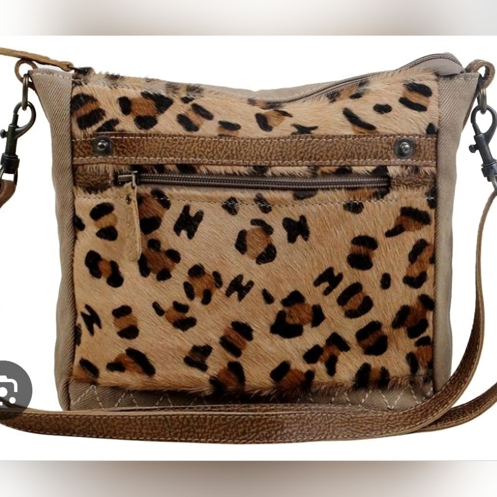 Myra Bag cowhide & canvas crossbody